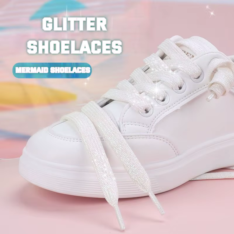 Lacets argentés colorés pailletés lacets blancs de baskets lacets métalliques brillants dorés lacets