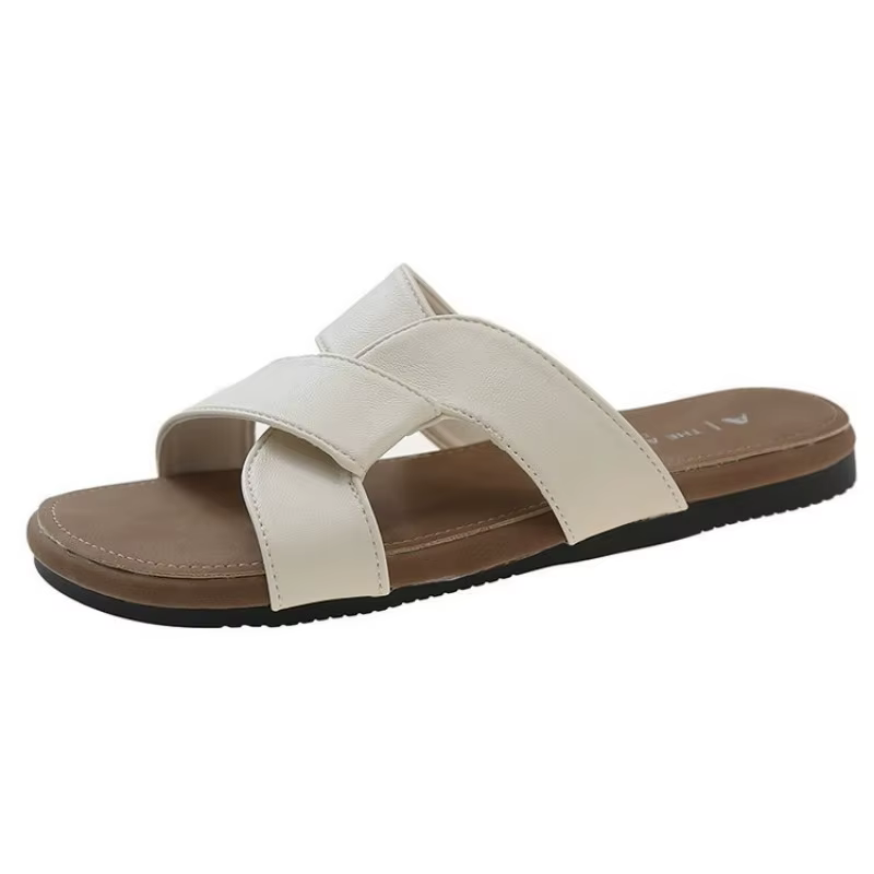 Chaussures plates pour femmes pieds nus à l'extérieur Besch femme Pu pantoufles à ceinture croisée f