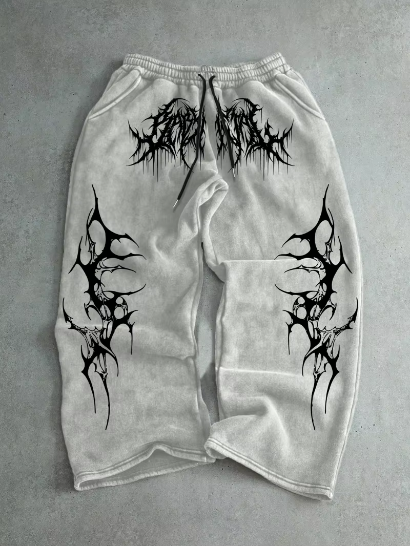 Pantalon décontracté imprimé style sombre pour homme, joggers amples streetwear, pantalon de sport t