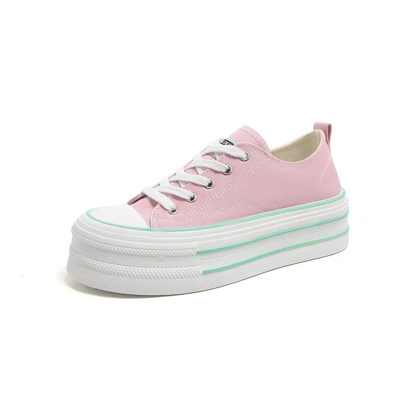 Chaussures en toile à fond épais pour femmes, baskets de sport décontractées à plateforme, polyvalen