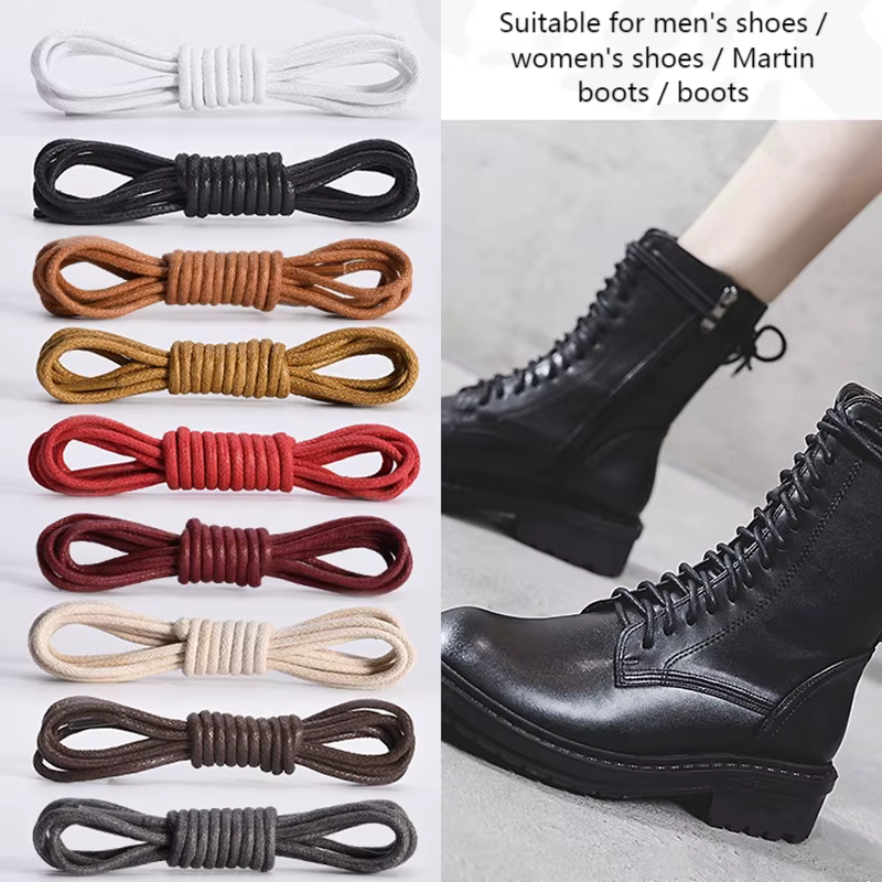 Lacets en coton ciré lacets ronds Oxford lacets bottes lacets en cuir imperméable longueur 60/80/100