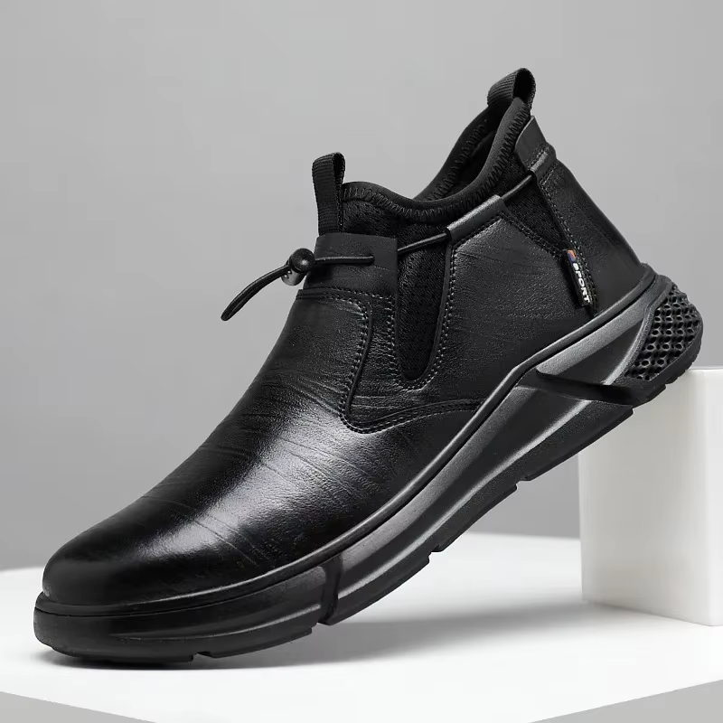 Chaussures imperméables en cuir noir pour hommes, chaussures de sécurité de travail, baskets à bout 