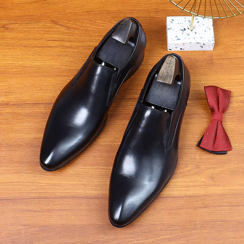 Chaussures en cuir de vachette couche supérieure pour hommes, chaussures provoqué d'affaires en cuir