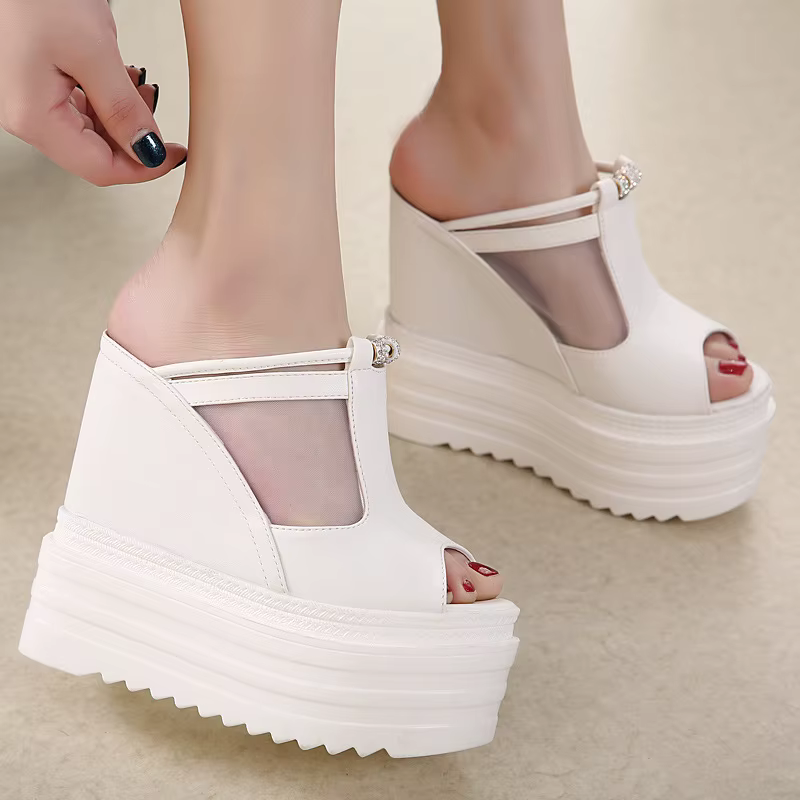 2025 diapositives compensées femmes sandales 14 cm Super chaussures à talons hauts dames semelles ép