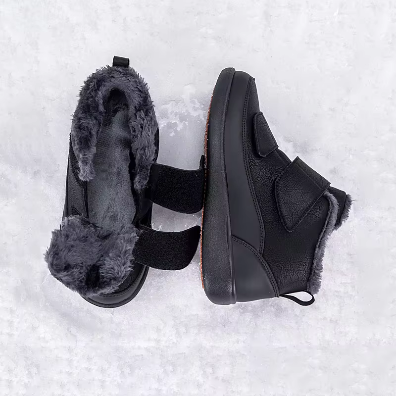 Bottines de neige à bout large pour hommes, chaussures chaudes doublées de fourrure en coton, grande
