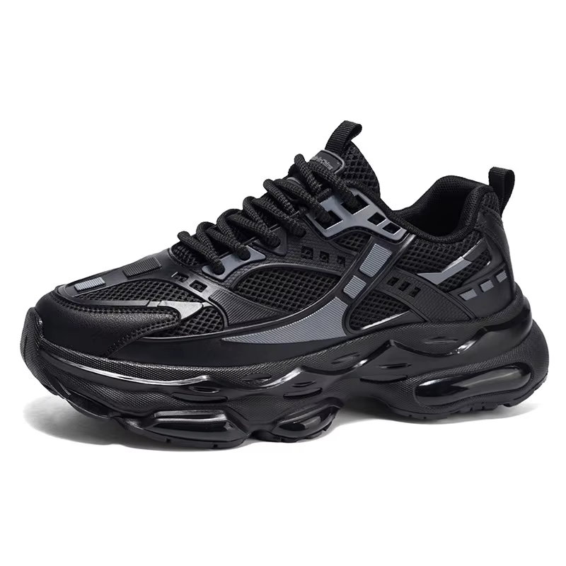 Chaussures de sport décontractées pour hommes en noir pur luxueuses, respirantes, résistantes à l'us
