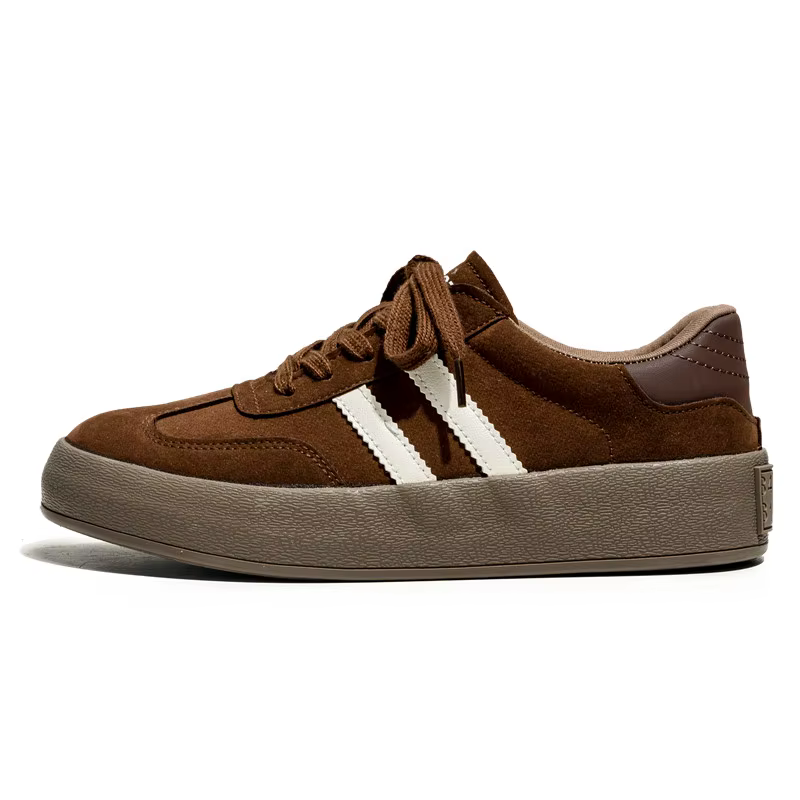 Baskets basses classiques marron pour hommes, style skateboard, tendance, confortables, décontractée