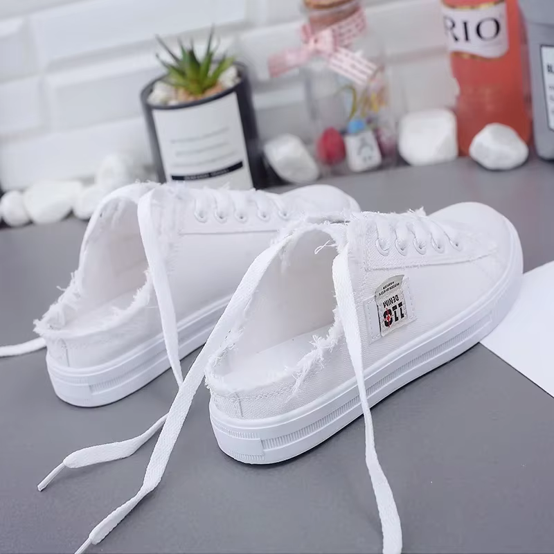 Femmes toile baskets printemps été décontracté bas Denim baskets dames à lacets plat toile conseil c