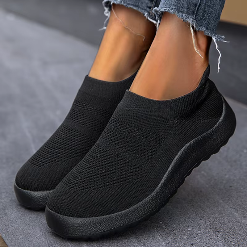 Baskets de Sport à fond plat pour femmes, respirantes et confortables, chaussettes à enfiler, couleu