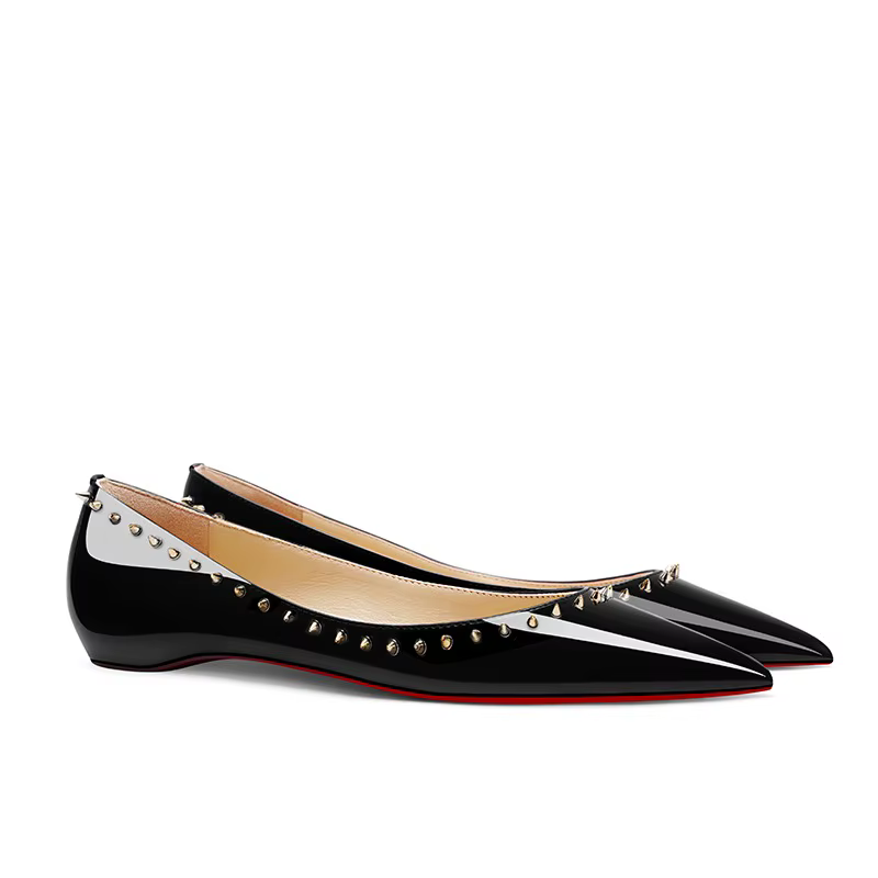 Femmes chaussures plates en cuir de luxe caché 1CM talons bas avec Rivet peau de mouton en cuir sand