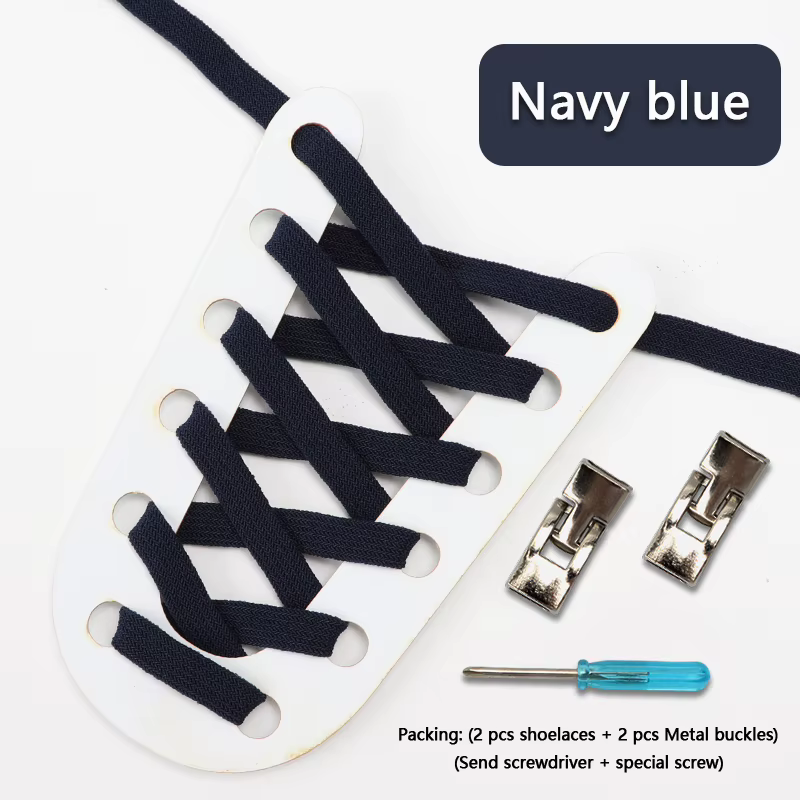 Lacets élastiques sans nœuds, lacets plats tendance, boucle croisée en métal, faciles à mettre et à 