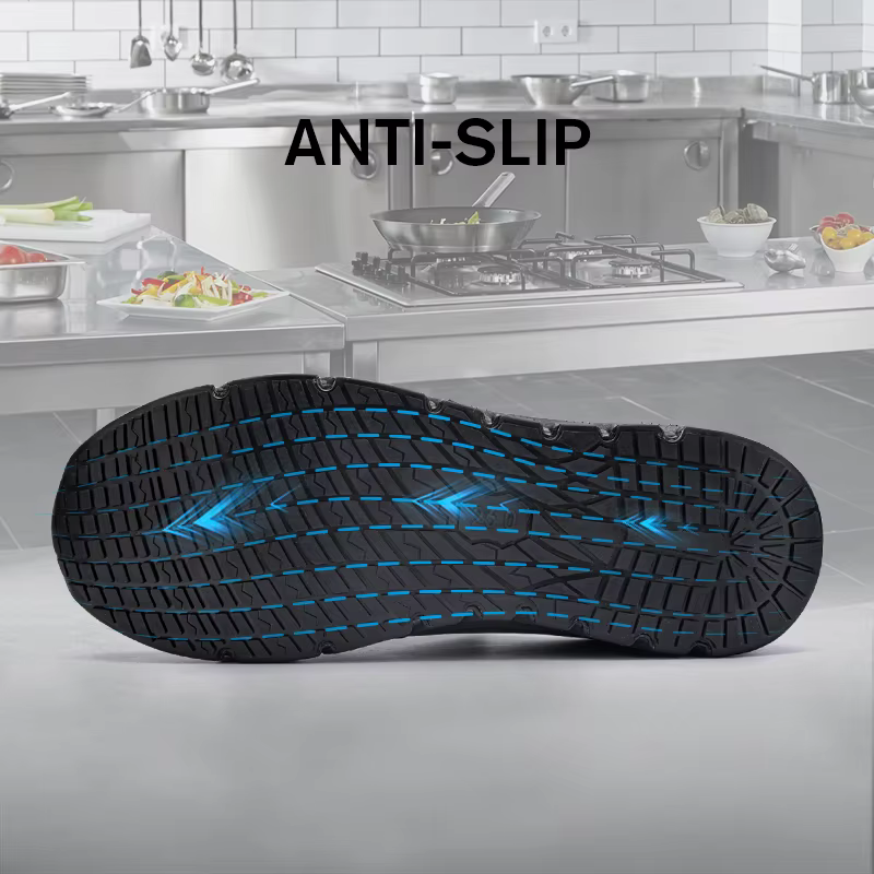 LARNMERN chaussures de Chef pour hommes résistant cuisine cuisinier imperméable antidérapant chaussu
