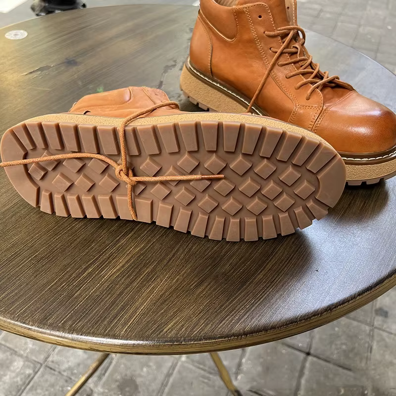 YETTIES – bottes de Combat en cuir véritable pour hommes, bottes de travail à semelle épaisse mi-mol