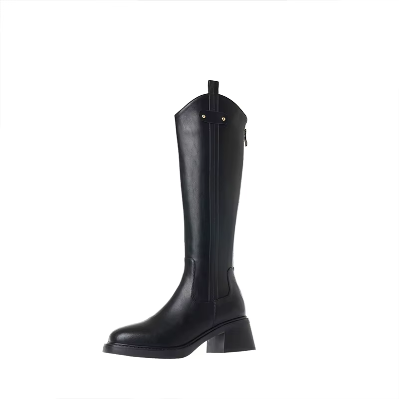 Ods-Chaussures à tige haute au genou pour femmes, talons bas élégants, bottes longues d'automne et d