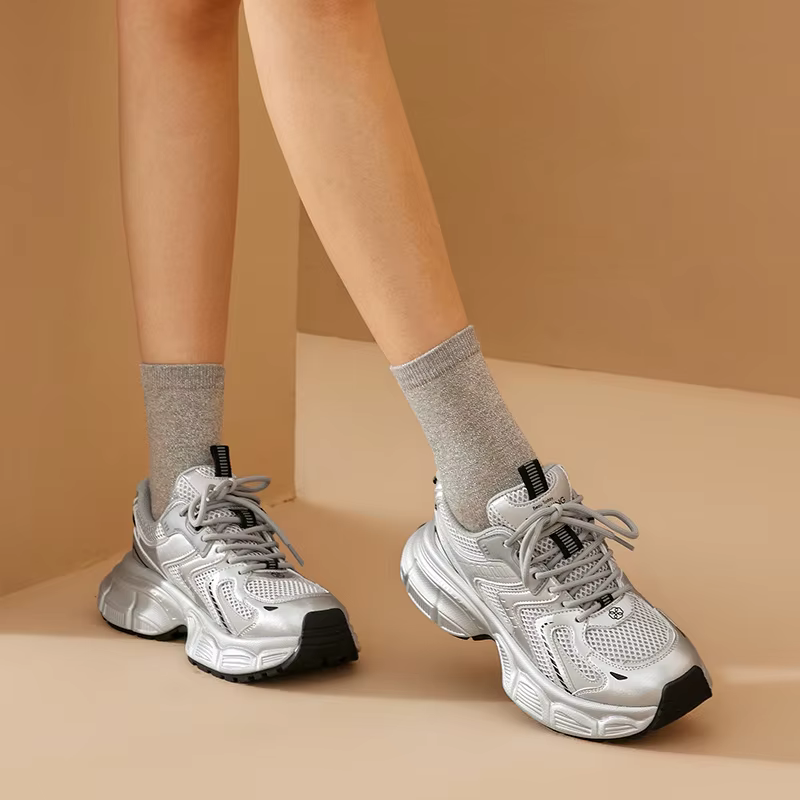 BEAUTODAY-Baskets épaisses en maille respirante pour femmes, chaussures de sport, faites à la main, 