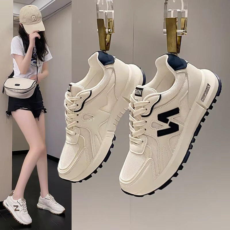 Chaussures décontractées sportives pour femmes en maille respirante, à semelle épaisse, confortables