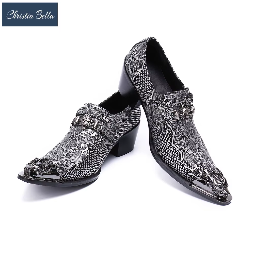 Christina Bella – chaussures en cuir véritable pour hommes, Style italien, bout pointu, talons hauts