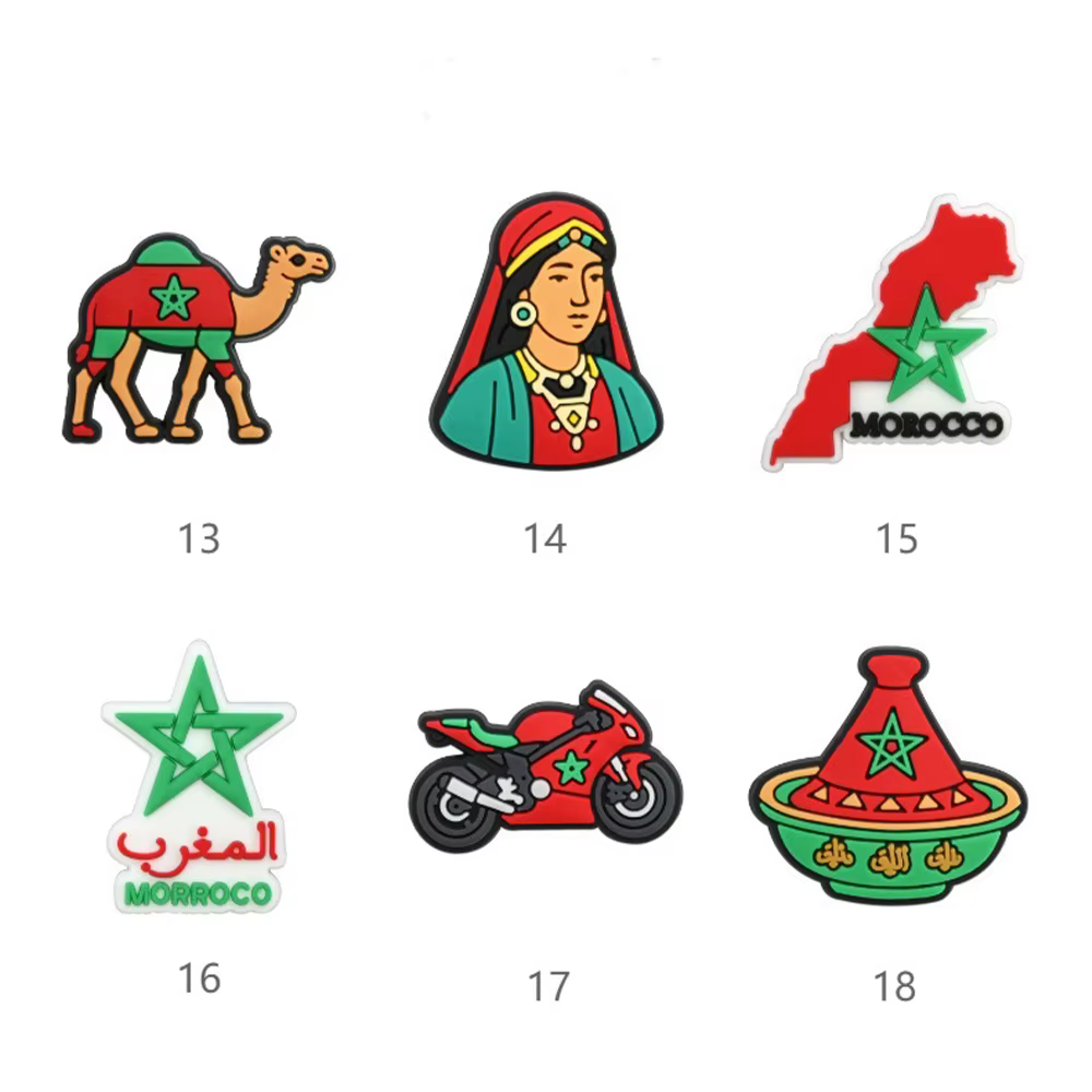 21 Breloques pour chaussures sur le thème du Maroc pour sabots Crocs, Épingles décoratives pour chau