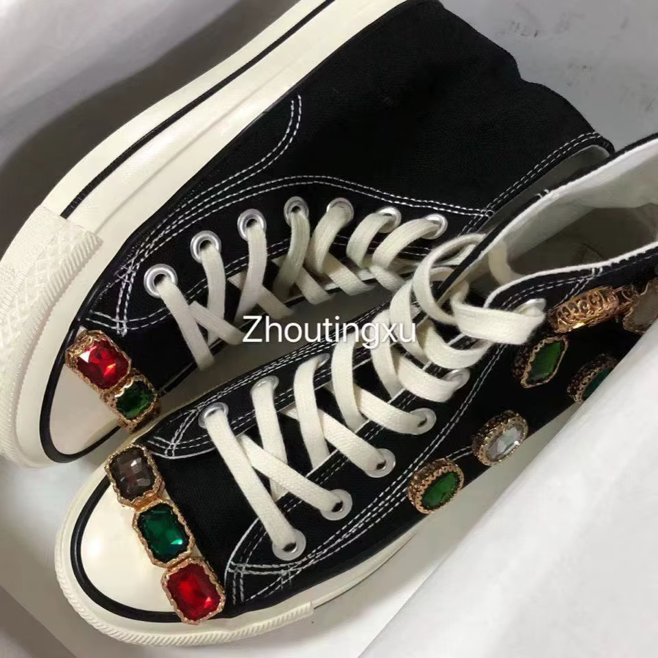 Baskets en toile pour femmes, chaussures de loisirs, montantes, grande taille, diamants colorés, fai