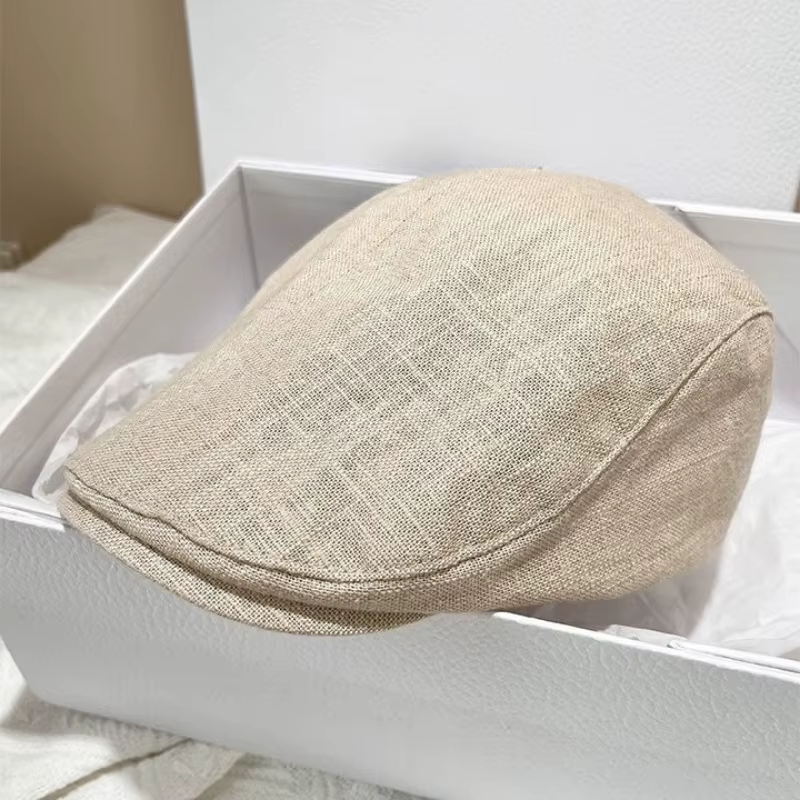 Casquette Gavroche en Lin pour Femme, Style Vintage Britannique, Respirante, pour Hommes et Femmes