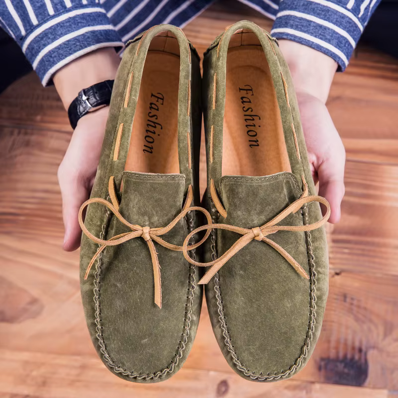 Mocassins en daim et cuir pour hommes, chaussures de bateau confortables et souples, mocassins de co