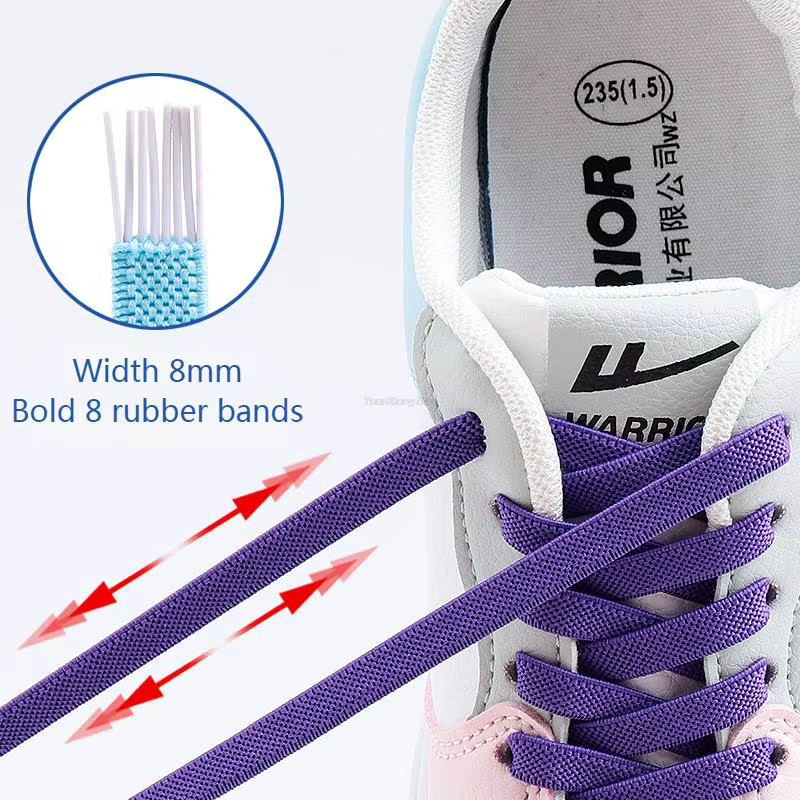 Lacets de Chaussures à Verrouillage Magnétique Sans Attaches, 8mm, Plats et artificiel astiques, Acc