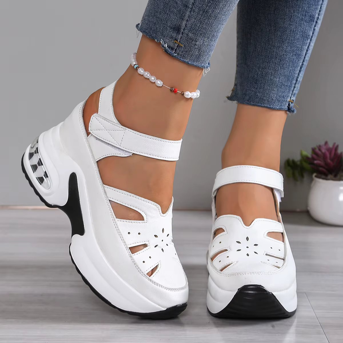 Nouvelles sandales d'été fermées pour femmes, mode grande taille, chaussures décontractées, nouvelle