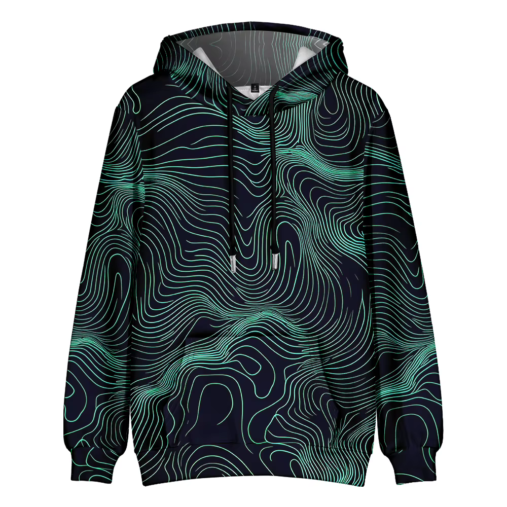 Sweat à capuche surdimensionné pour hommes, imprimé d'art abstrait moderne, pull à capuche avec poch
