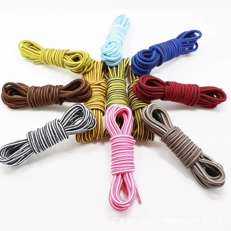 Botte d'extérieur Martin lacets de chaussures ronds randonnée marche loisirs sport lacet rayé Double