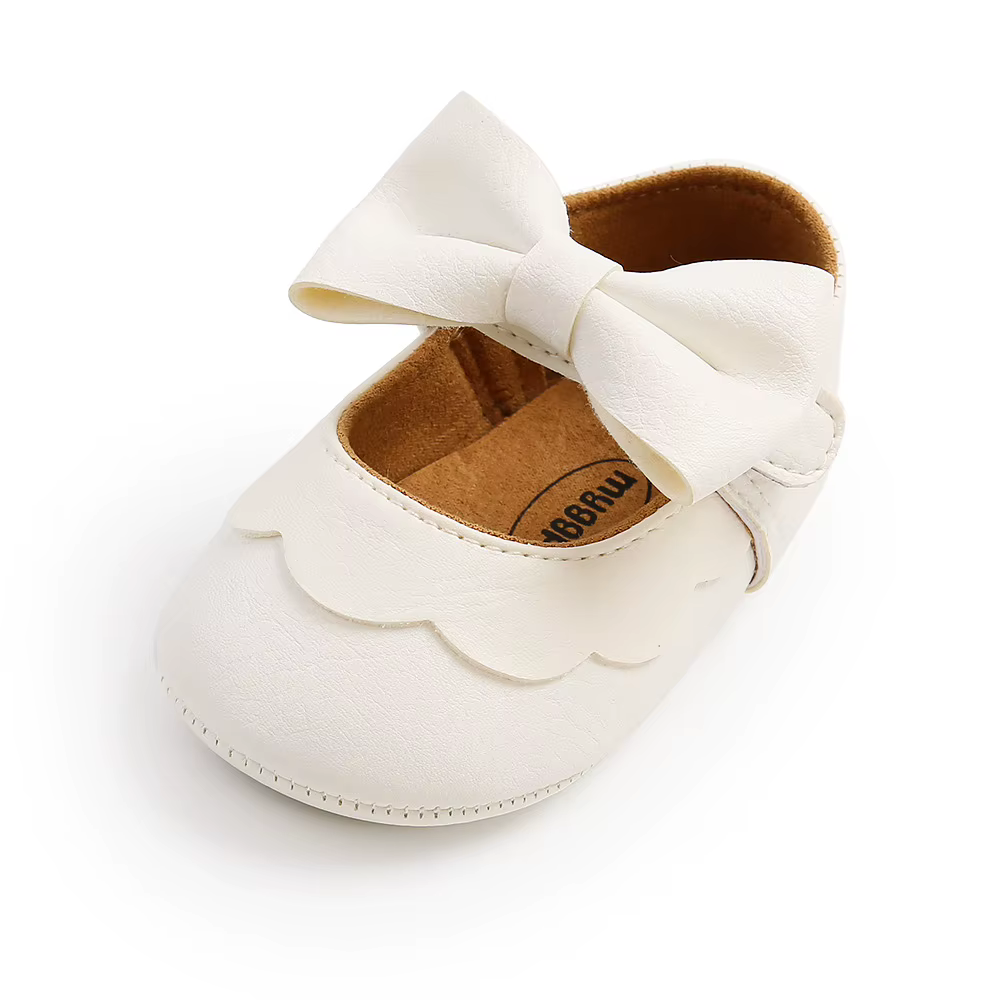 Chaussures de princesse en Pu pour bébé fille, semelle en caoutchouc, avec nœud, pour fête de mariag