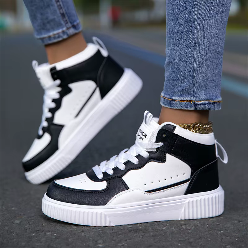 ELUVA baskets femme chaussures décontractées homme léger chaussures hautes plate-forme blanc baskets