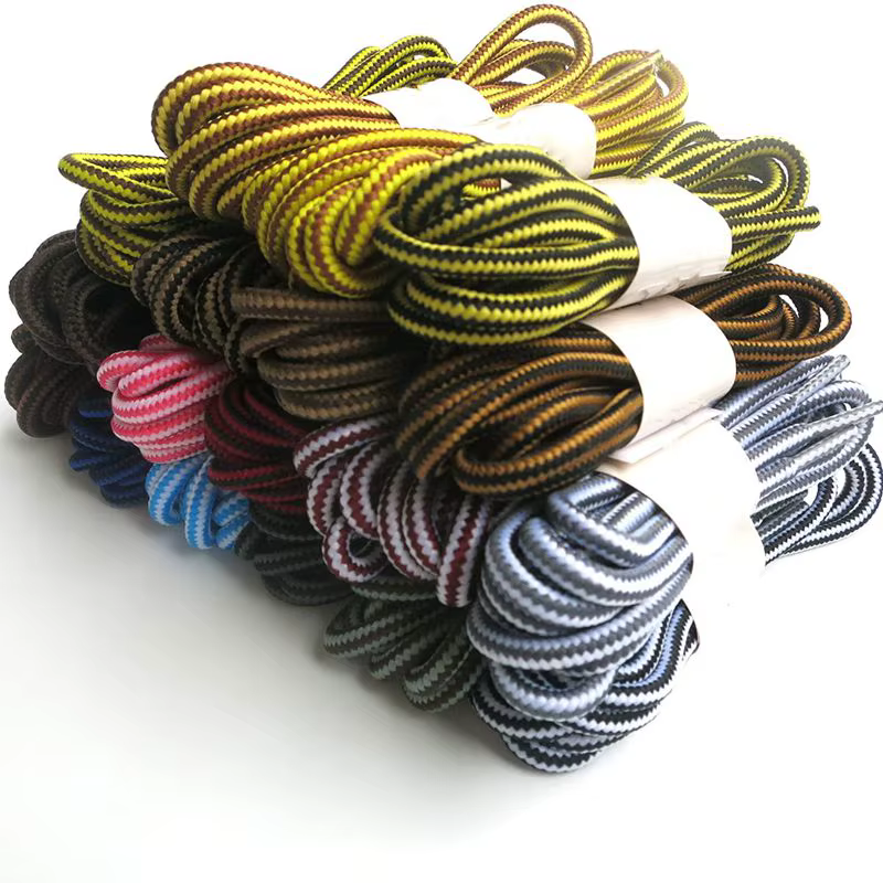 1 paire de lacets de chaussures rayés Double couleur 18 couleurs, lacets ronds pour baskets d'extéri