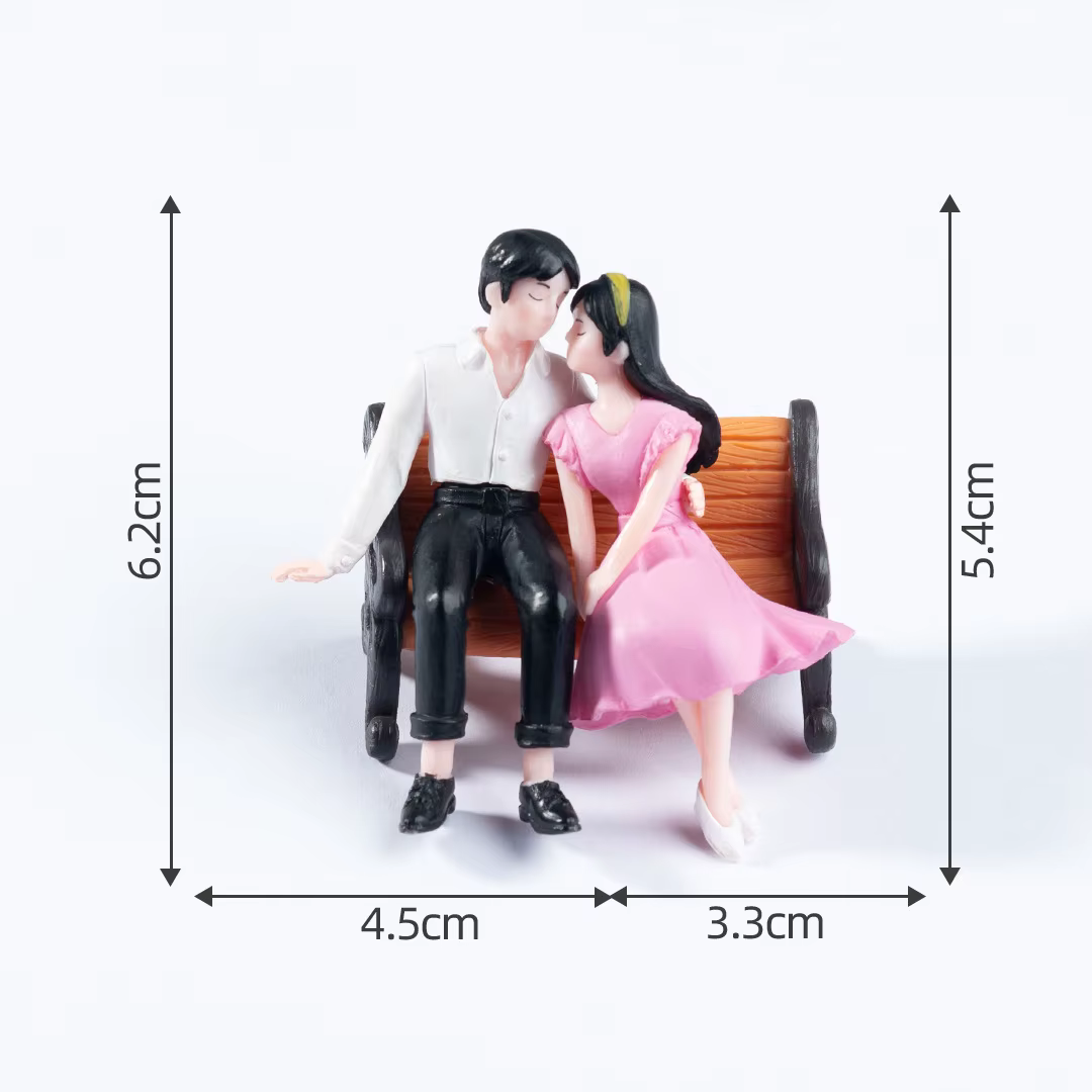 Accessoires de jardin féerique miniatures, 2 pièces, Statue d'ornement d'amoureux mignons Kawaii, Fi