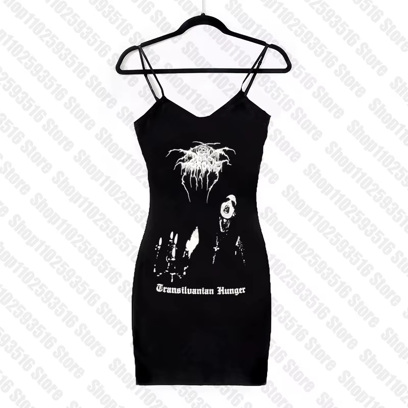 Robe courte Emo Vintage pour femmes, vêtements punk, gothique, noir, mini, graphique, Harajuku, Rock