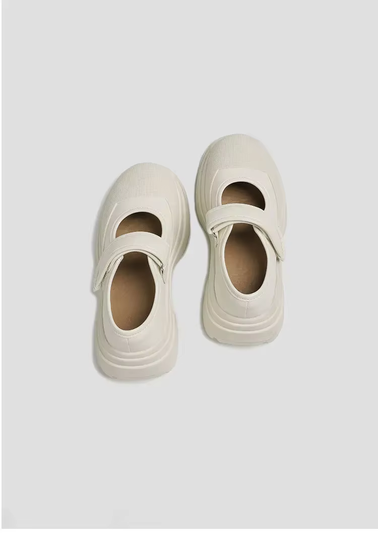 Chaussures de Ballet de sport Mary Jane rehaussantes à talon Thi pour femmes, décontractées, bout ro