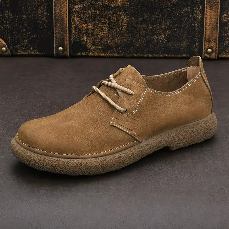 Chaussures décontractées vintage en daim pour hommes - Mocassins à enfiler avec semelle en caoutchou