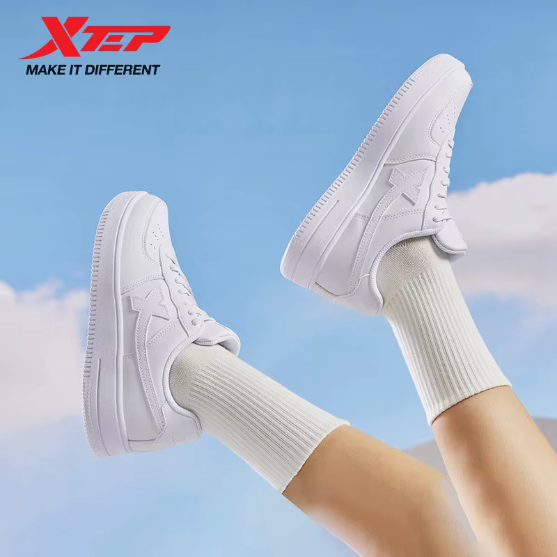 Xtep chaussures de skateboard antidérapant résistant à l'usure décontracté blanc Couple Skate basket