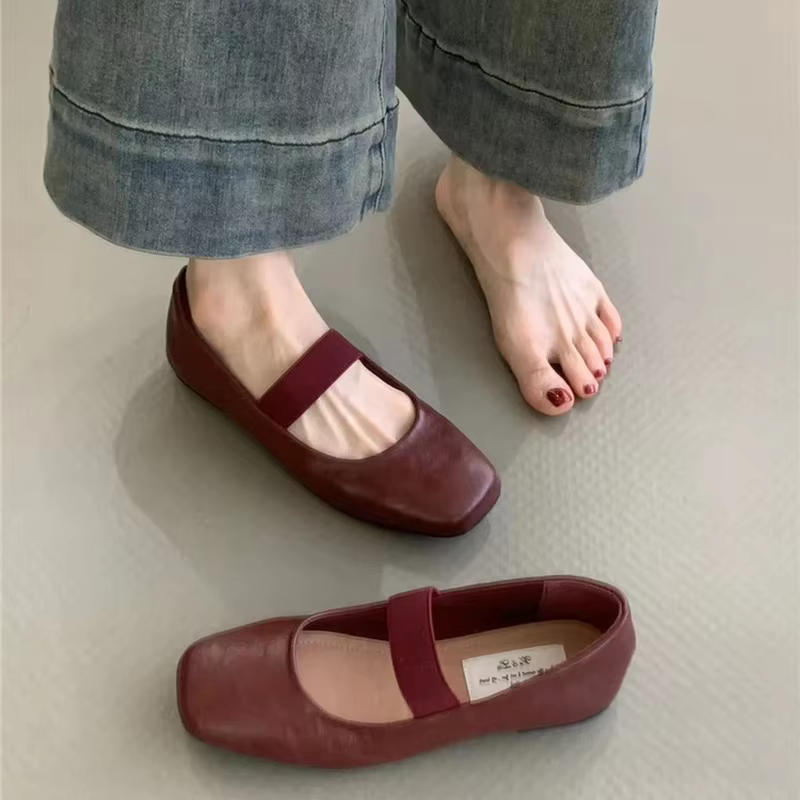 Chaussures plates de Ballet à bout carré pour femmes, chaussures de ballerine confortables à semelle