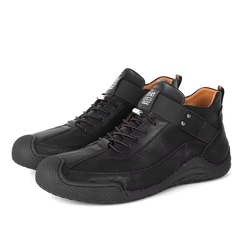 Bottes décontractées en cuir cousues à la main pour hommes, chaussures de rinçage, chaussures de mar