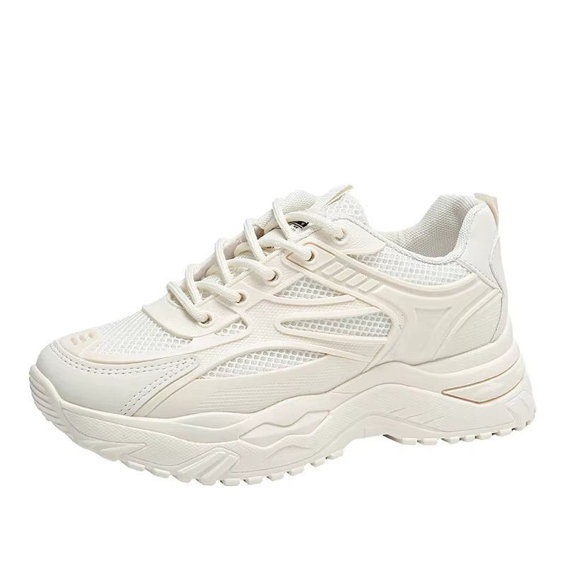 Baskets blanches femmes 2025 nouvelles baskets épaisses en cuir chaussures de sport pour femmes chau