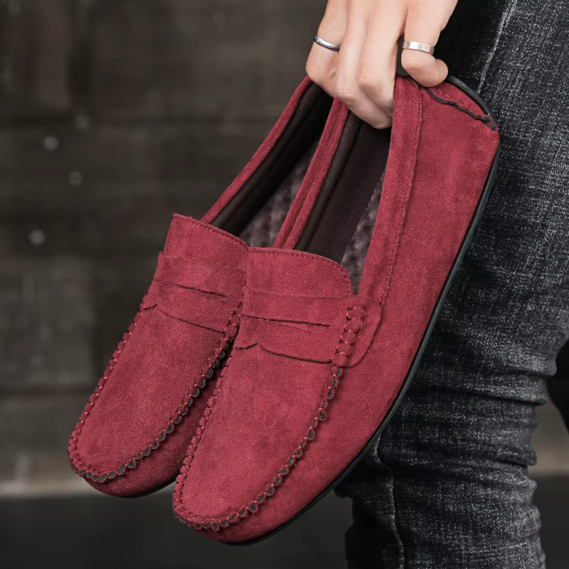Mode daim hommes chaussures décontractées respirant en cuir hommes mocassins sans lacet mâle chaussu