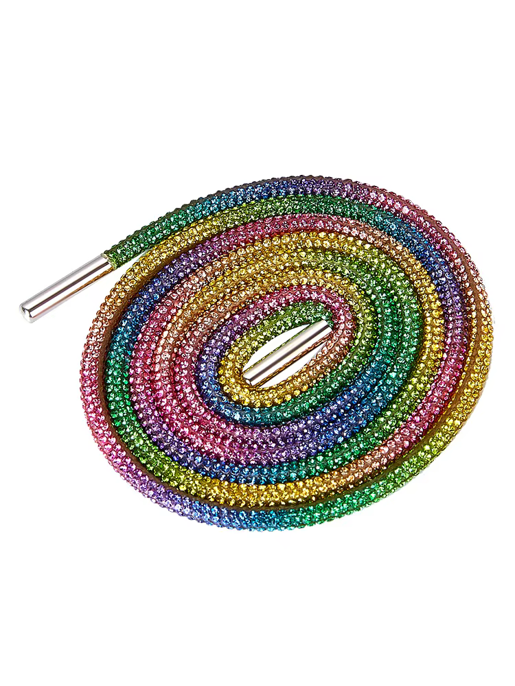 1 pièces lacets ronds en strass arc-en-ciel diamant lacet baskets lacets de chaussures cordon bricol