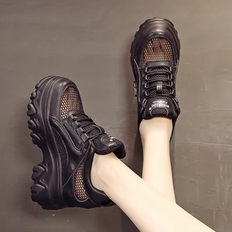 Chaussures à plateforme haute pour femmes, baskets respirantes, baskets à semelle optique de 10 cm, 
