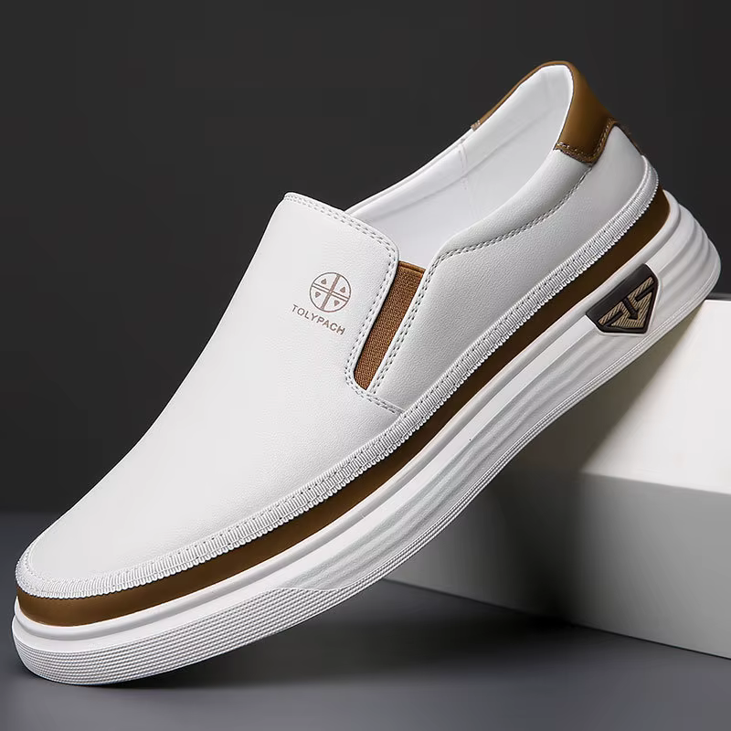 Nouvelles baskets décontractées en cuir véritable pour hommes 2025, mode printemps-été, chaussures b