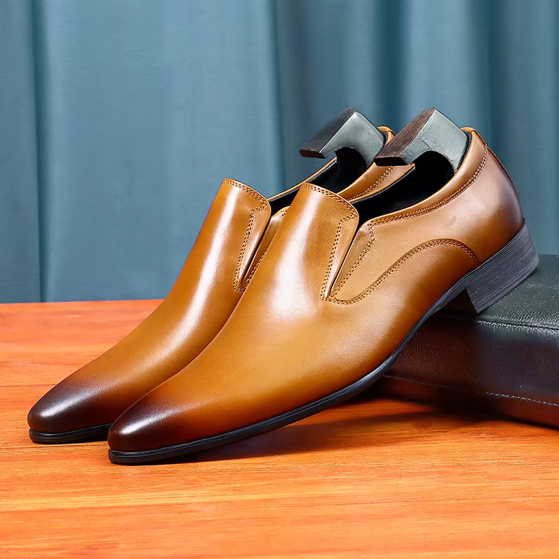 Chaussures en cuir de vachette couche supérieure pour hommes, chaussures provoqué d'affaires en cuir