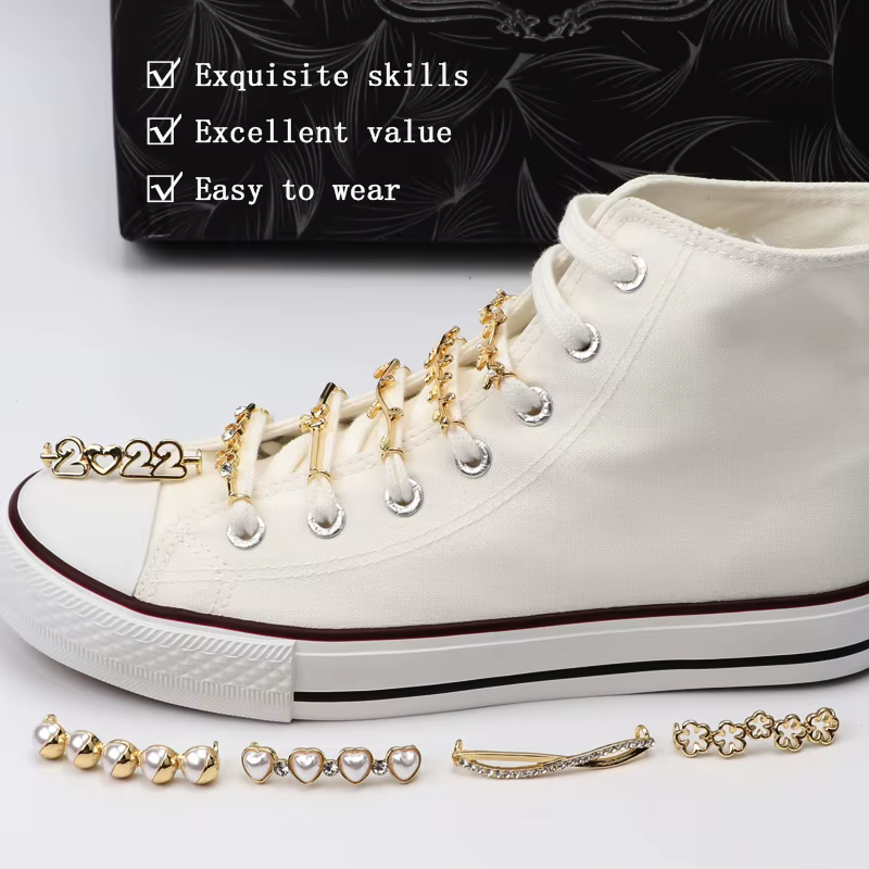 Lacets décoration Clips boucle perle chaussures breloque accessoires brillant strass femmes fille dé