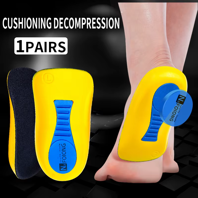 1 paire de semelles intérieures demi- orthopédiques en Gel PU pour hommes et femmes, éperons de talo