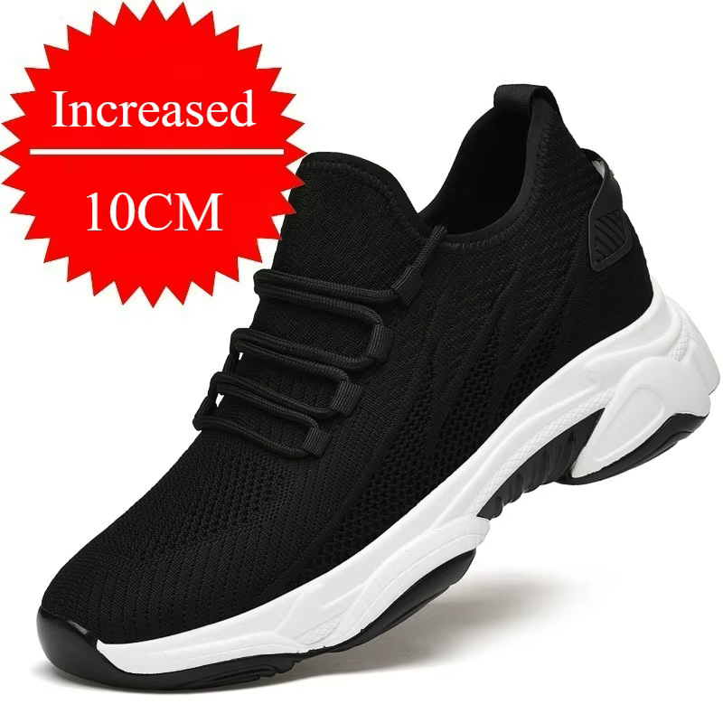 Chaussures pour hommes, baskets rehaussantes de 10 cm, respirantes, décontractées, à lacets, pour la