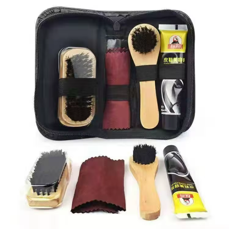 Kit de nettoyage de brosse pour vernis à chaussures en cuir, outils de nettoyage brillants pour chau