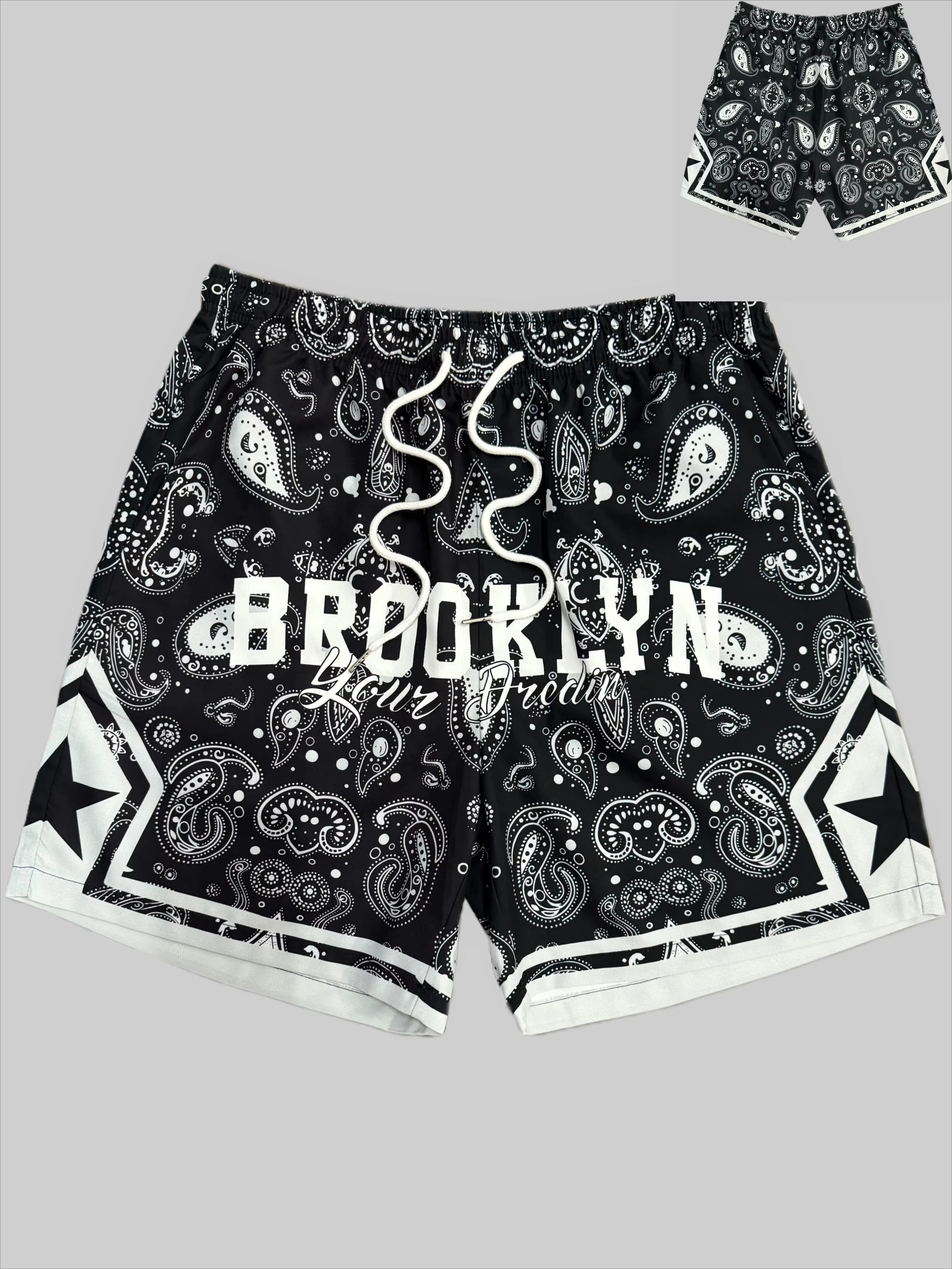 Shorts de basket-ball d'été classiques rétro confortables imprimés, shorts de sport décontractés res